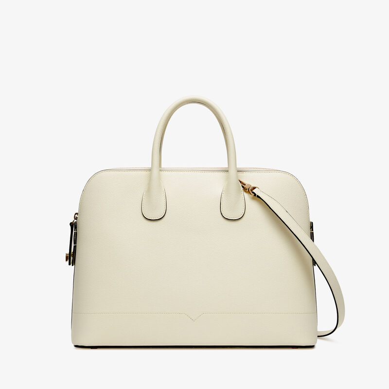 MyLogo Bowling Medium Bag - Pergamena White - Millepunte calf leather - Valextra - 1