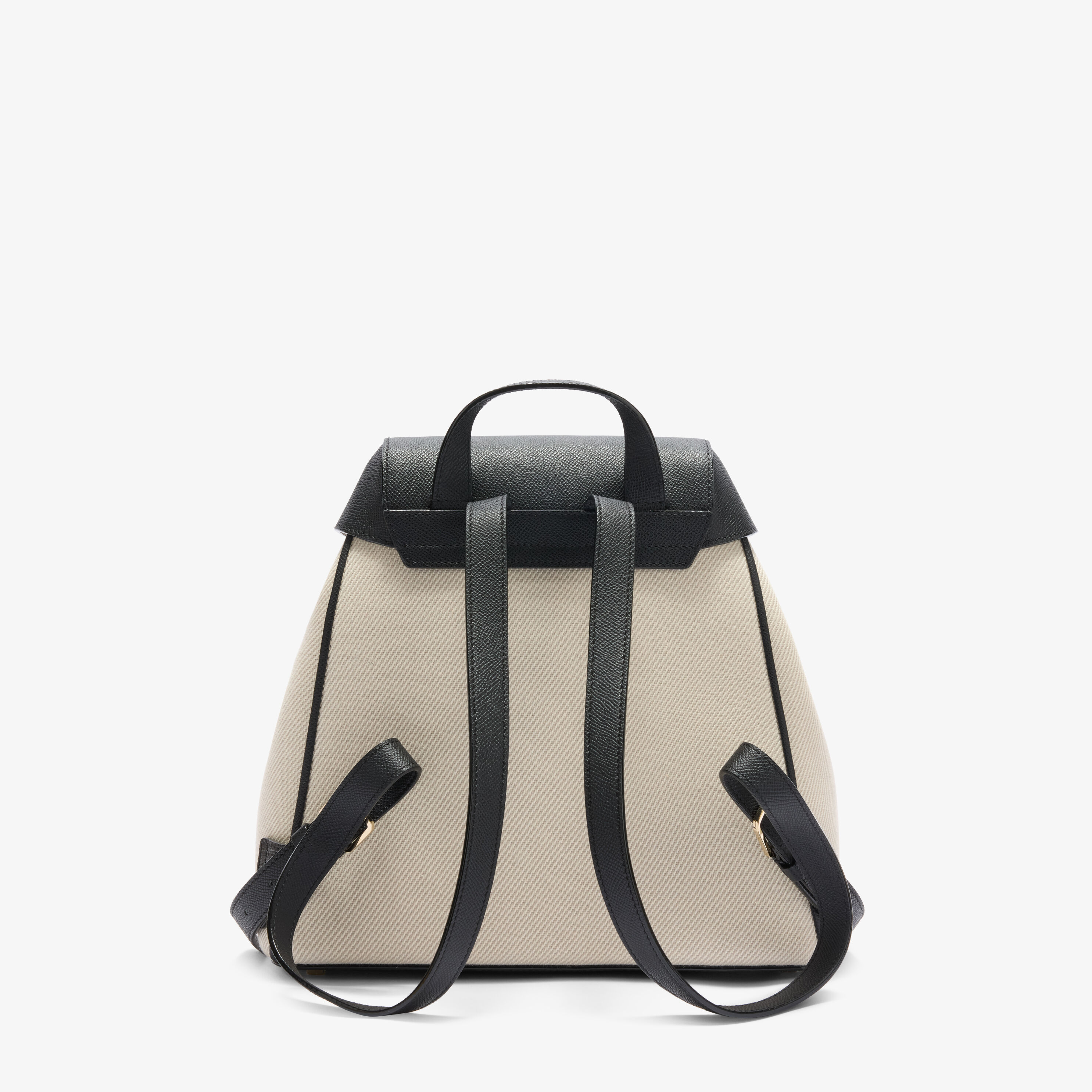 Women's Black Leather & Grey Canvas Luxury Backpack | Valextra Iside