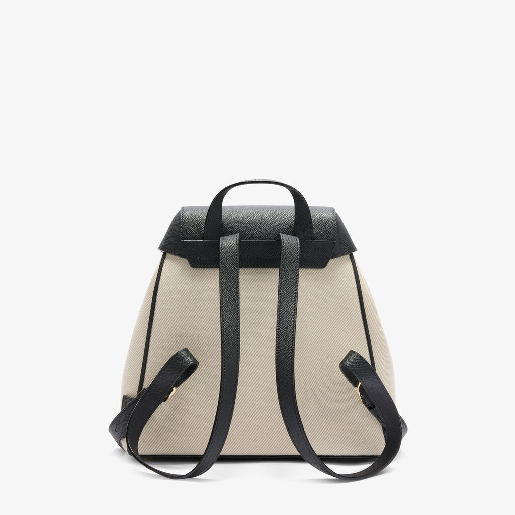 Iside Textured Canvas Backpack Medium -  - Canvas Eutolbat/Vitello Millepunte Soft - Valextra - 7