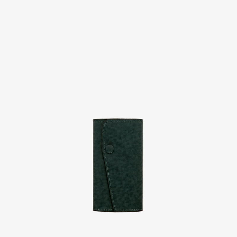 Key Holder 6 Hooks With Button - Valextra Green - Pavè calf leather - Valextra - 1