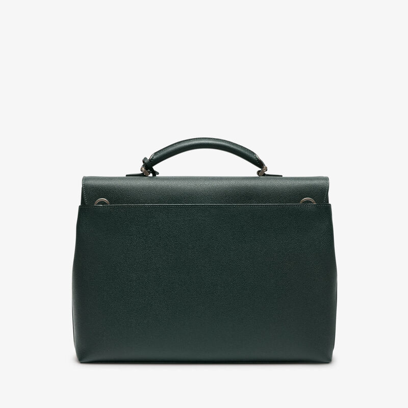 Avietta Briefcase with Flap 24h - Valextra Green - Millepunte calf leather - Valextra - 6