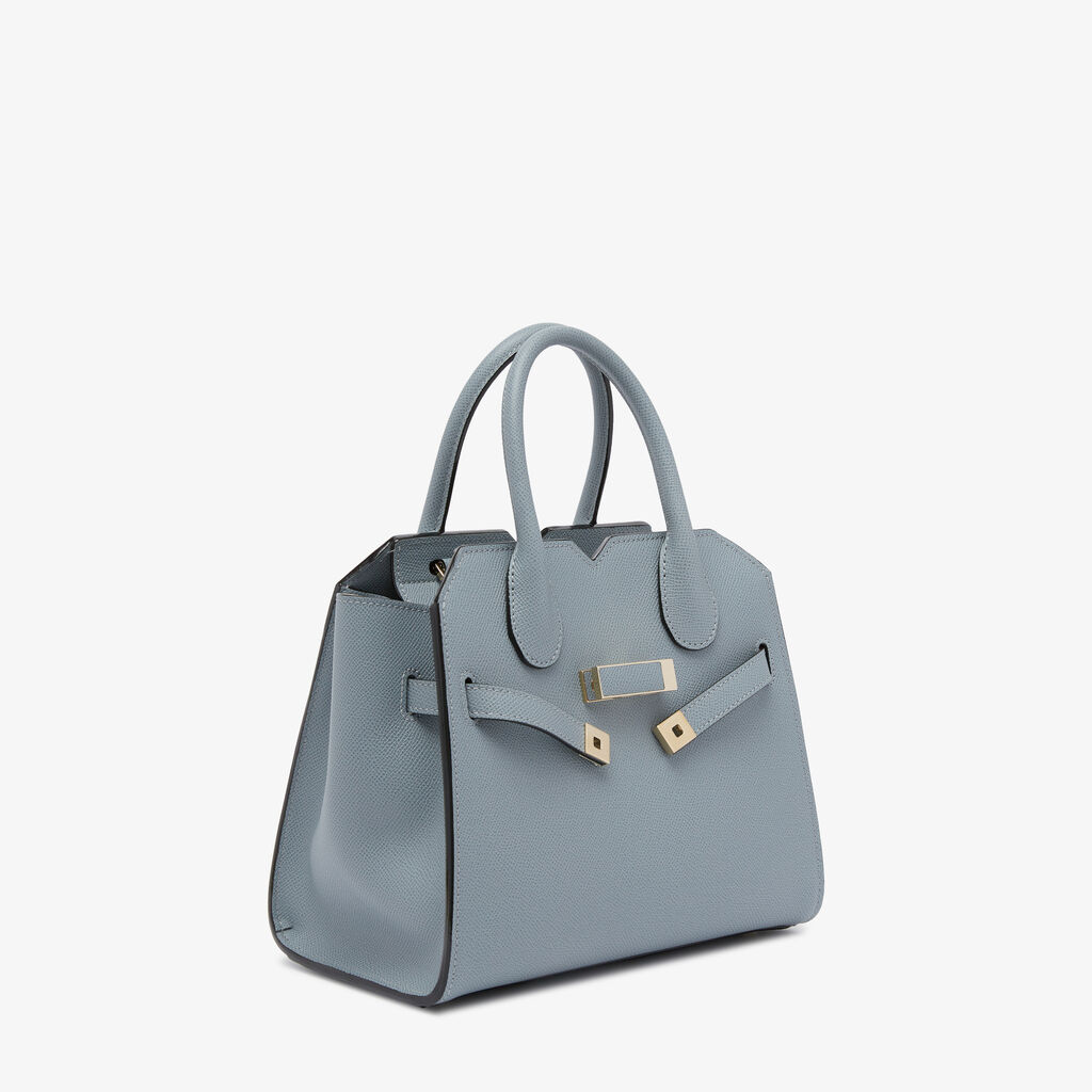 Milano Two Handles Mini Bag - Niagara Blue - Vitello Millepunte Soft - Valextra - 6