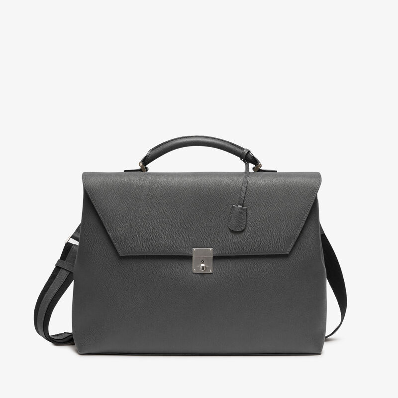 Avietta Briefcase with Flap 24h - Smokey Grey - Millepunte calf leather - Valextra - 1