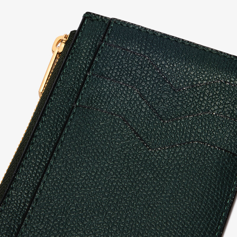 Card Holder 3CC with Zip - Valextra Green - Millepunte calf leather - Valextra - 3