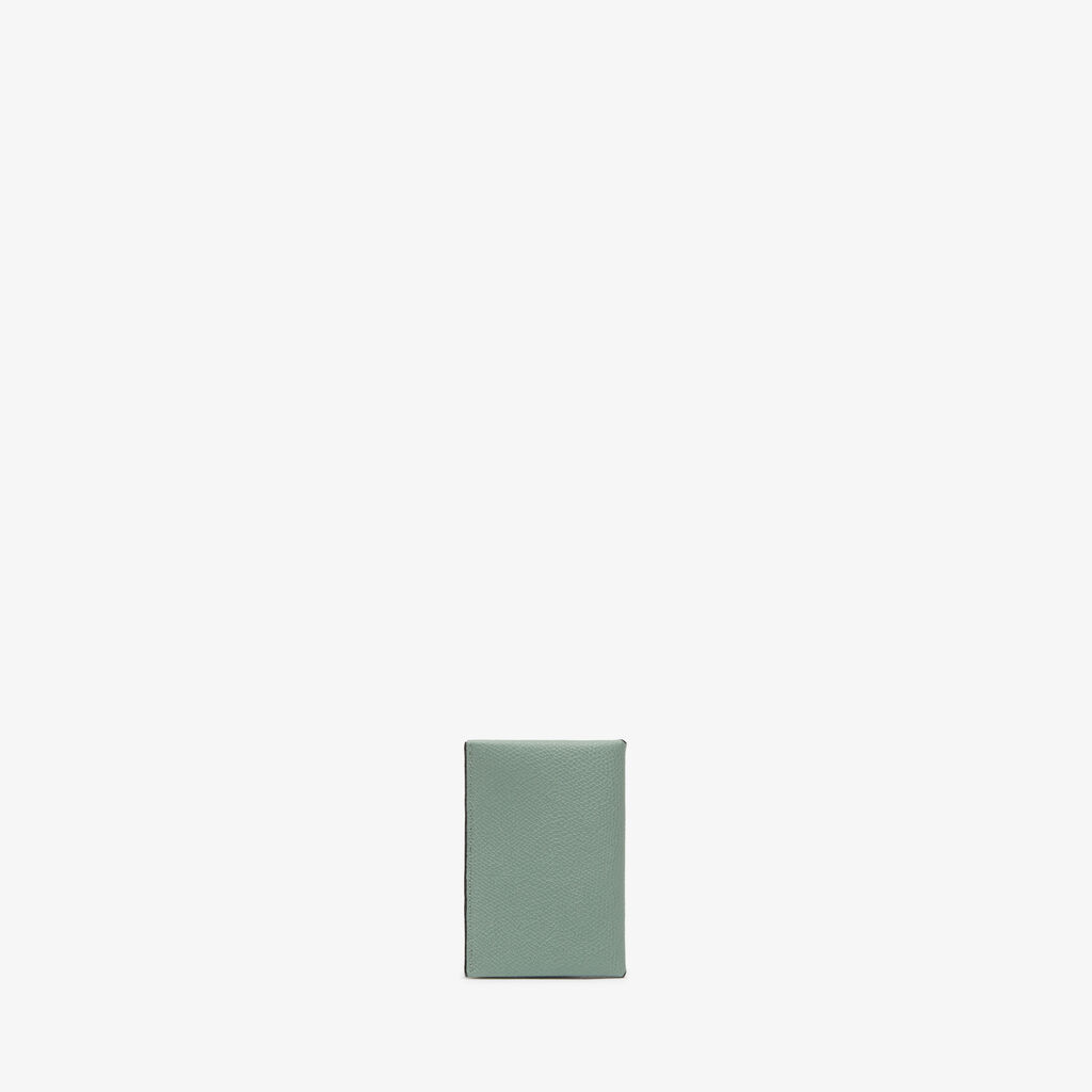 Card Case with Button - Eucalyptus Green/Black - Vitello VS - Valextra - 3