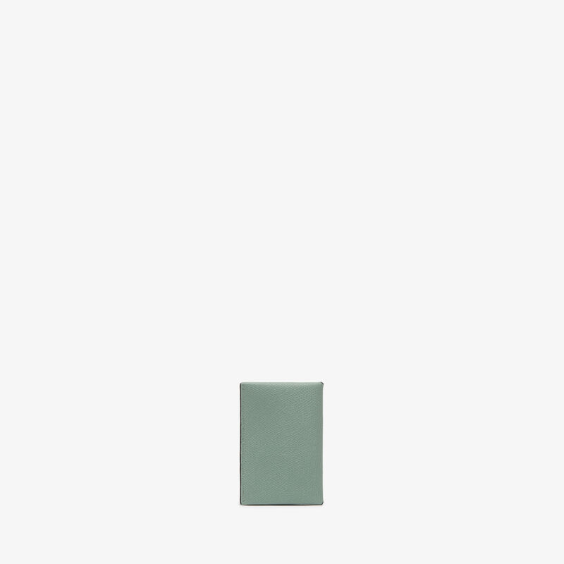 Card Case with Button - Eucalyptus Green/Black - Millepunte calf leather - Valextra - 3