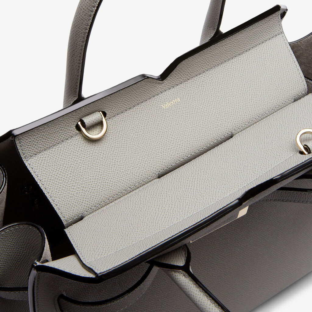 Milano Two Handles Medium Bag - Ash Grey - Vitello Millepunte Soft - Valextra - 3