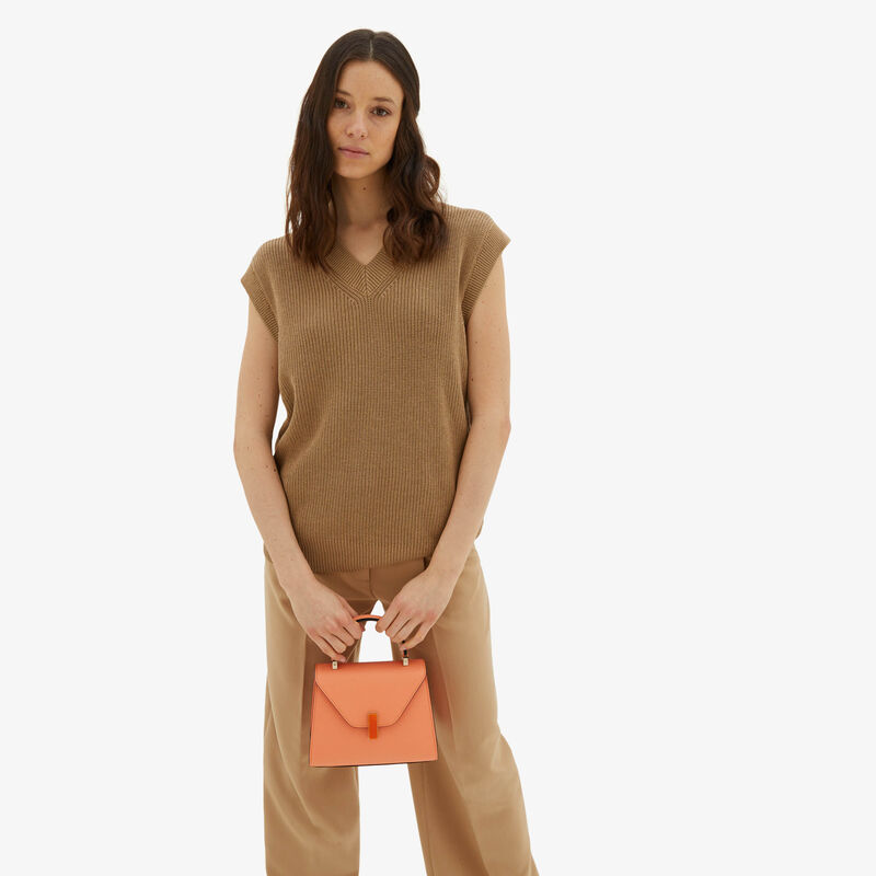 Iside Quarzo Top Handle Mini Bag - Peach Orange/Orange - Millepunte calf leather - Valextra - 2