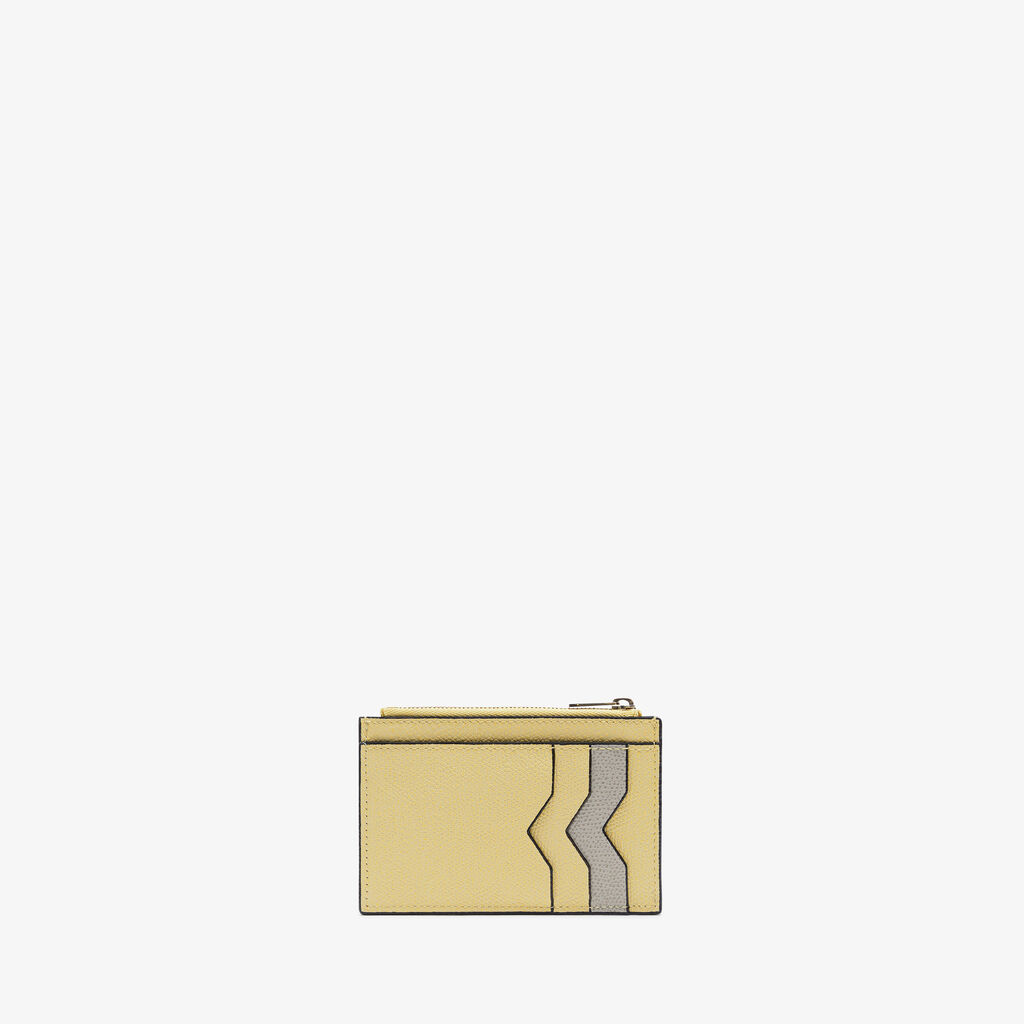 Card Holder 3CC with Zip - Vanilla Yellow/Ash Grey - Vitello VS - Valextra - 1