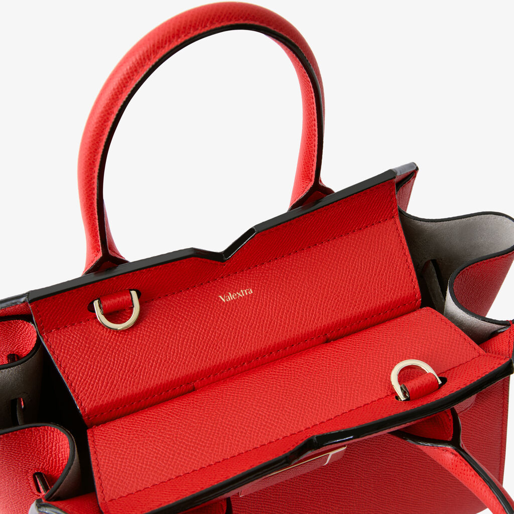 Milano Two Handles Mini Bag - Crimson Red - Vitello Millepunte Soft - Valextra - 3