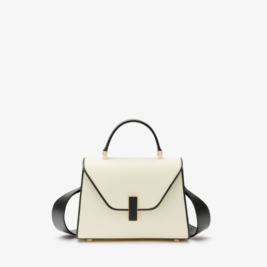 Iside Chiaroscuro Crossbody Micro Bag - Pergamena White/Black - Vitello VS - Valextra - 1