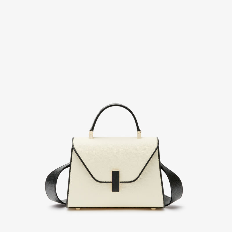 Iside Chiaroscuro Crossbody Micro Bag - Pergamena White/Black - Millepunte calf leather - Valextra - 1
