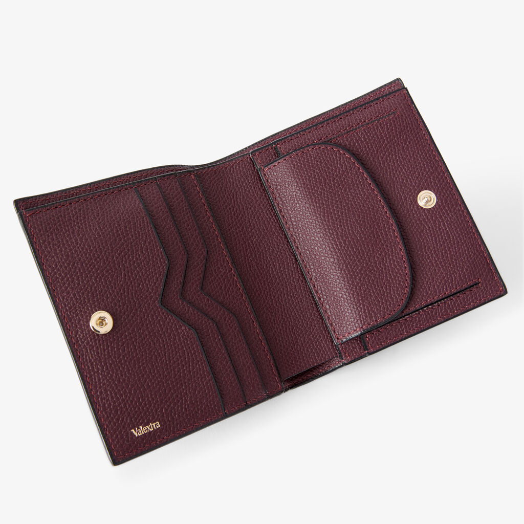 Compact Wallet 3 CC with Coin Purse - Claret Red - Millepunte calf leather - Valextra - 2