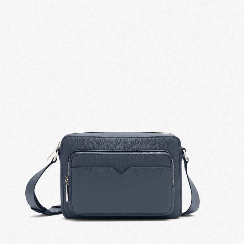 V-Line Reporter Bag - Avio Blue - Millepunte calf leather - Valextra - 1