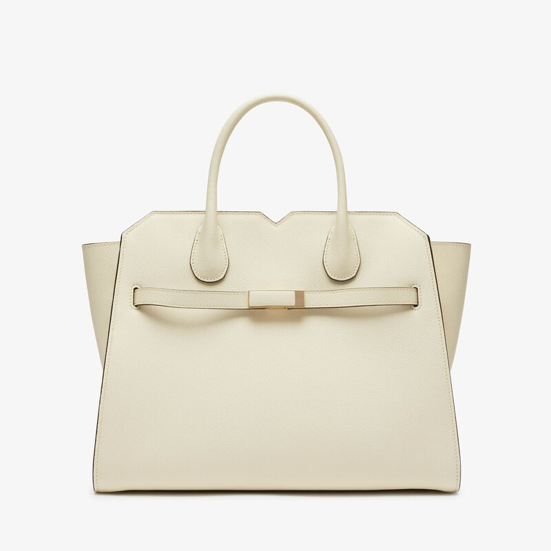 Milano Two Handles Medium Bag - Pergamena White - Millepunte Soft calf leather - Valextra - 1