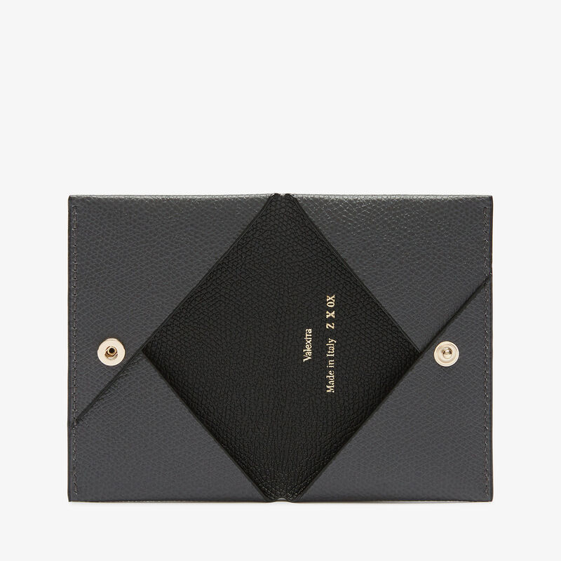 Card Case with Button - Smokey Grey/Black - Millepunte calf leather - Valextra - 4