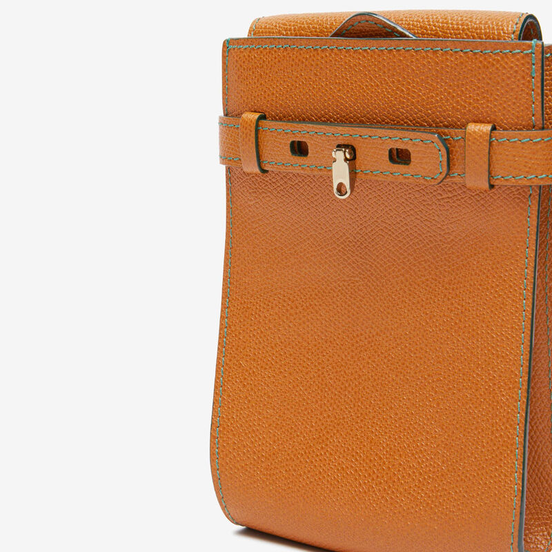 Brera B-Tracollina slim Crossbody micro bag - Havana Brown - Millepunte calf leather - Valextra - 5