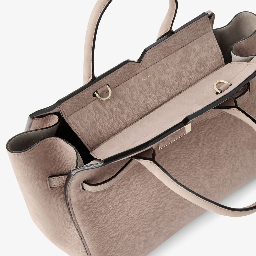 Borsa a Due Manici Milano Senso Media - Rosa Nude - Vitello Millepunte Nabuk - Valextra - 3