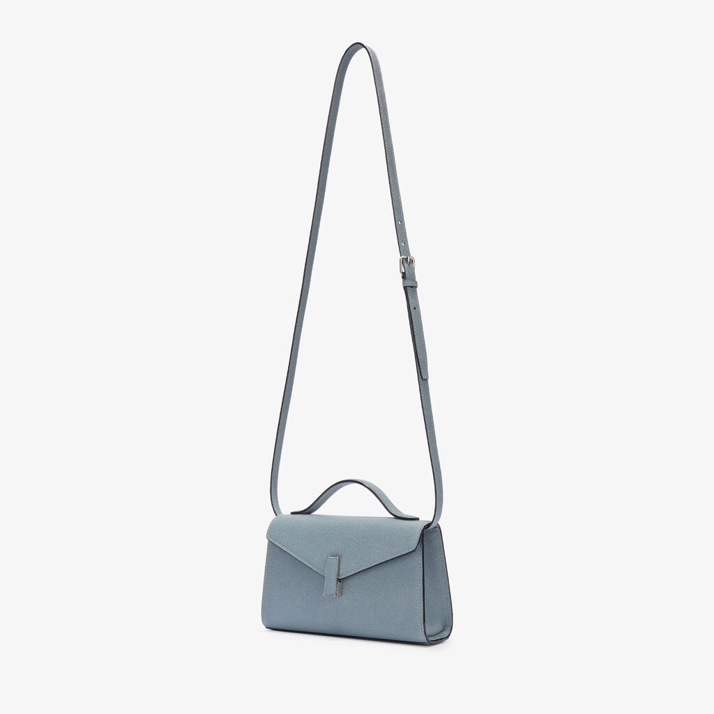 Borsa a Mano Iside T&igrave;n - Blu Niagara - Pelle di vitello Millepunte - Valextra - 6