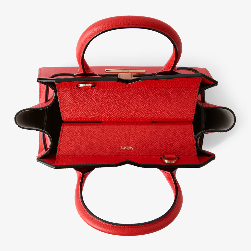 Milano Two Handles Mini Bag - Crimson Red - Vitello Millepunte Soft - Valextra - 8