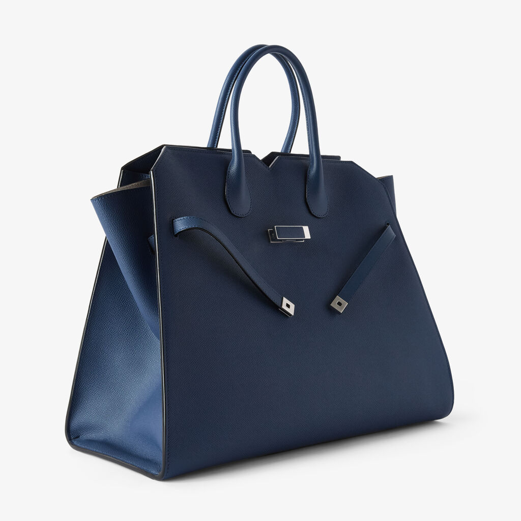 Milano Two Handles Large Bag - Sapphire Blue - Millepunte Soft calf leather - Valextra - 4