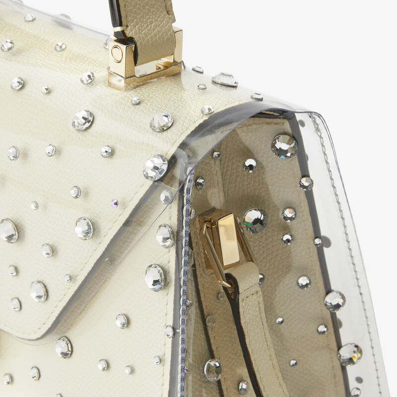 Iside Micro Rhinestone raincoat - Transparent/Silver - Recyclable Ecoline Sheer and Strass - Valextra - 3