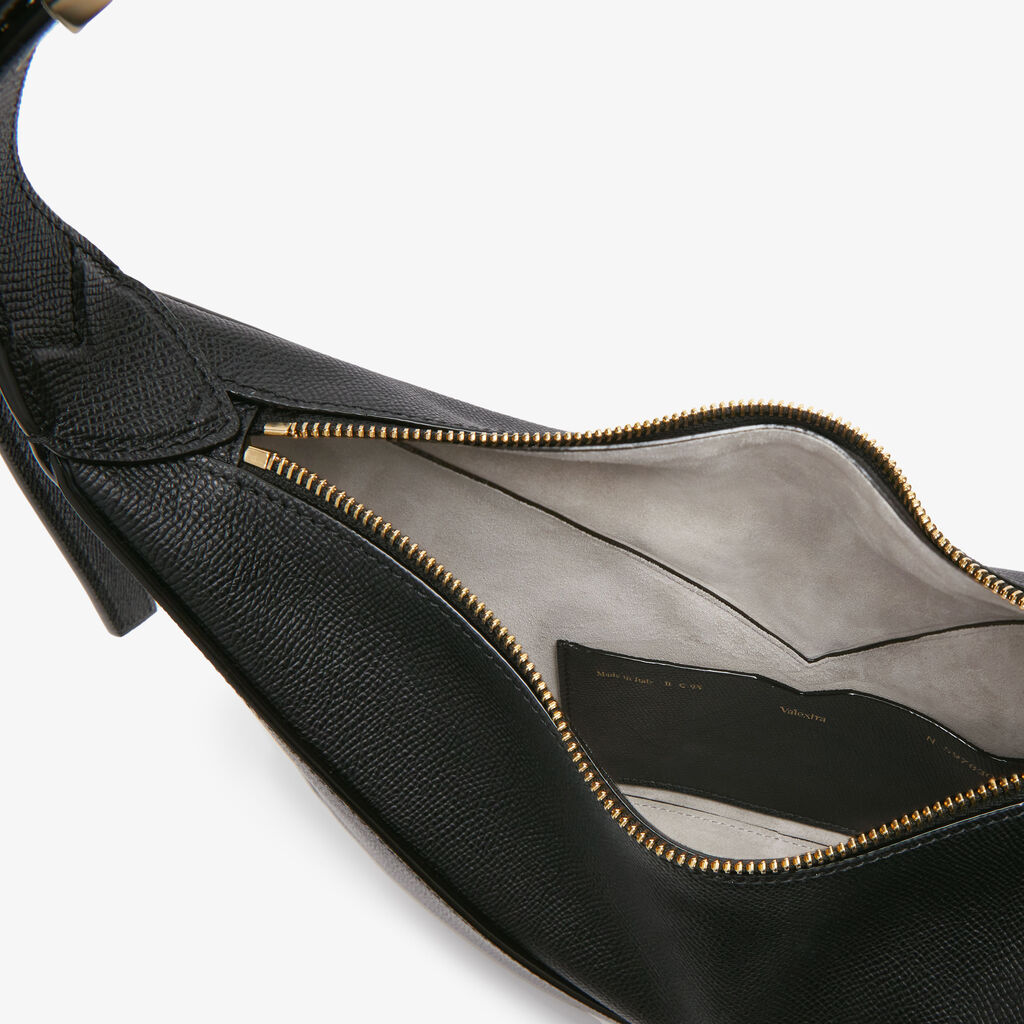 Vivi Hobo Mini Bag - Black - Vitello Millepunte Soft - Valextra - 3