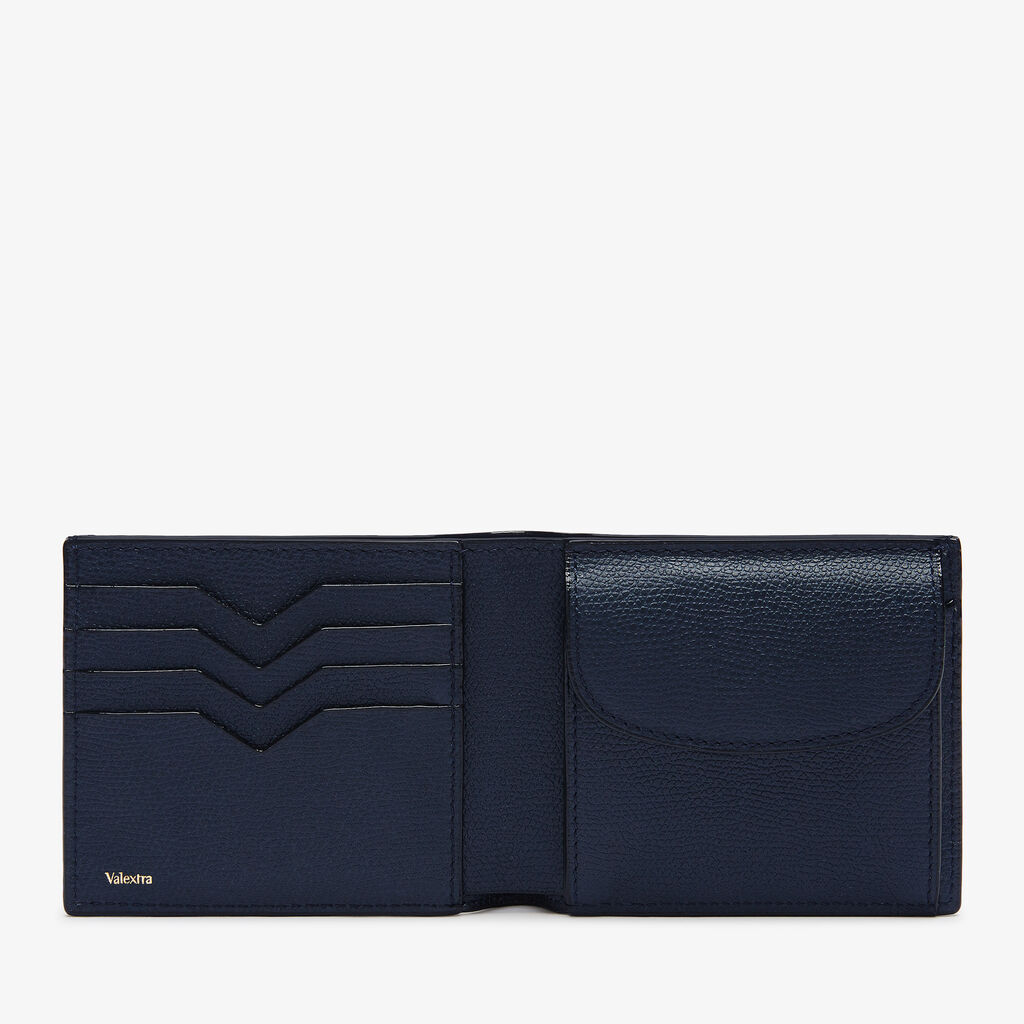 Wallet 4Cc With Coin Holder - Dark Blue - Vitello VS - Valextra - 4