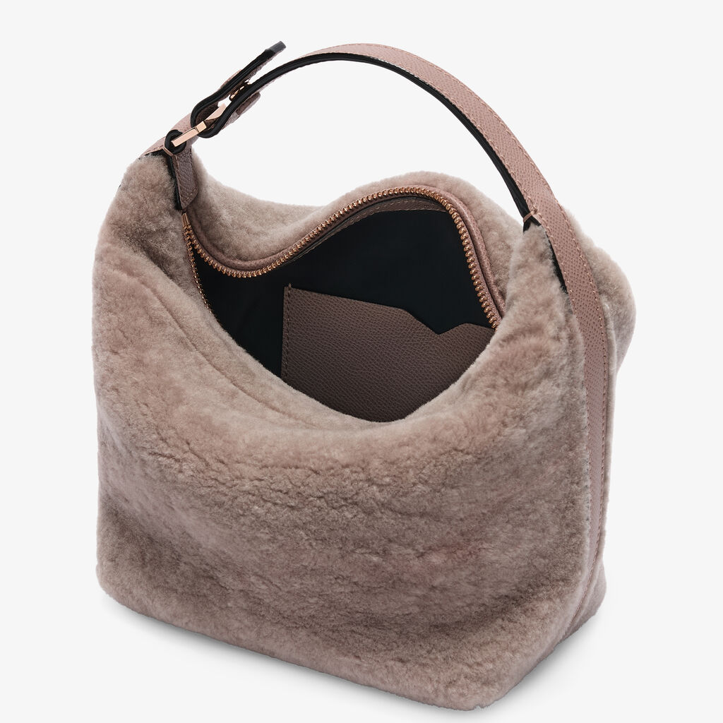 Mochi Shearling Top Handle Mini Bag -  - Montone Merinos/Vitello Millepunte Soft - Valextra - 2