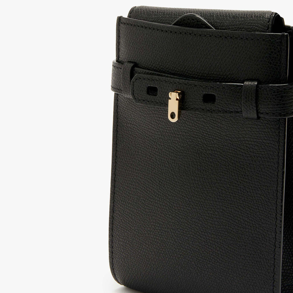 Brera B-Tracollina slim Crossbody micro bag - Black - Vitello VS - Valextra - 4