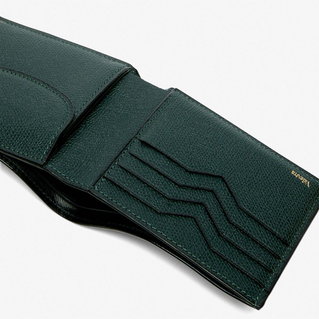 Portafoglio Bifold 4 Carte Di Credito Con Portamonete - Verde Valextra - Pelle di vitello Millepunte - Valextra - 2