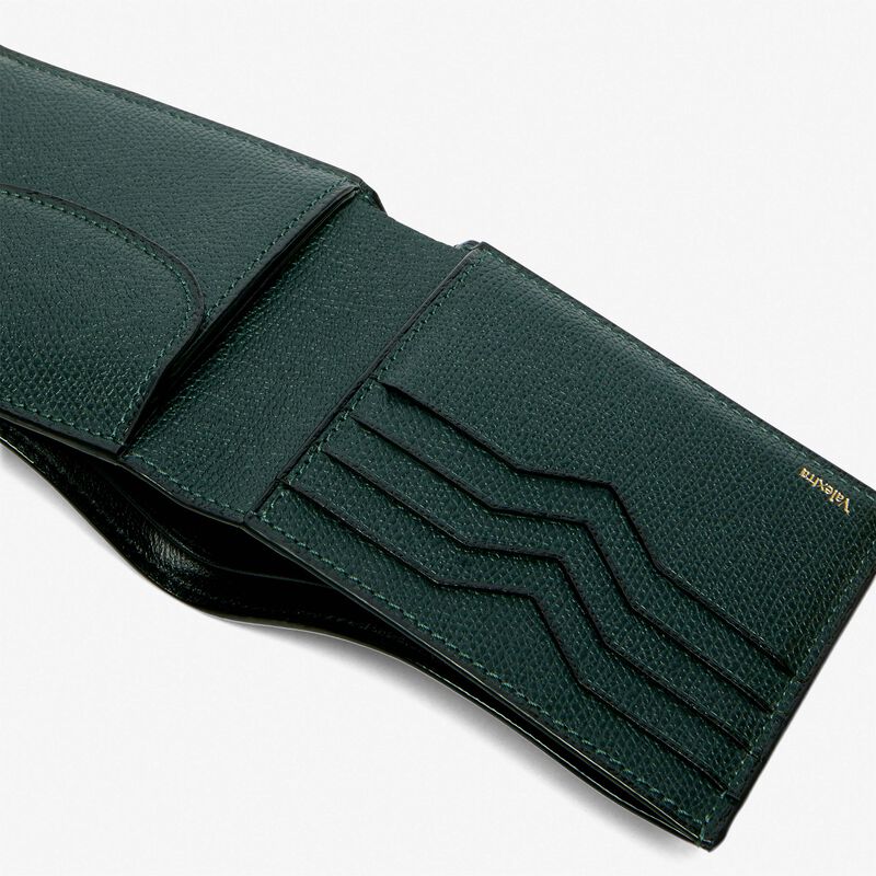 Portafoglio Bifold 4 Carte Di Credito Con Portamonete - Verde Valextra - Pelle di vitello Millepunte - Valextra - 2