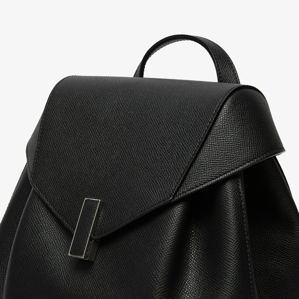 Iside Medium Backpack - Black - Vitello Millepunte Soft - Valextra - 5