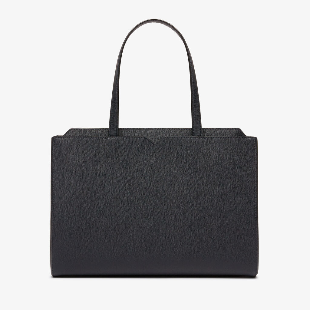 V-line Horizontal Shopping Bag - Night Blue - Millepunte calf leather - Valextra - 1