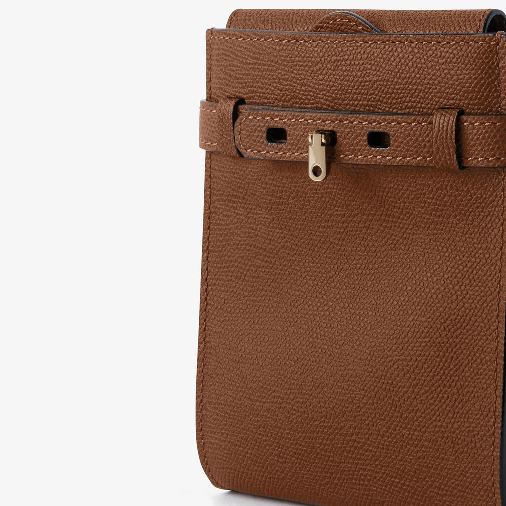 Brera B-Tracollina slim Crossbody micro bag - Chocolate Brown - Vitello VS - Valextra - 4