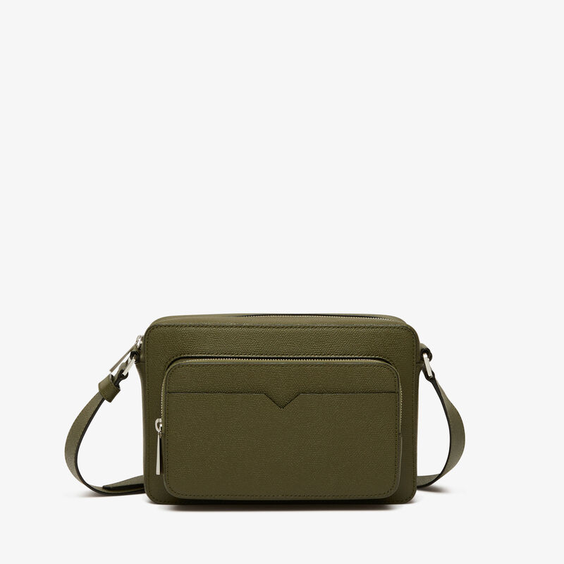 V-Line Reporter Bag - Military Green - Millepunte calf leather - Valextra - 1