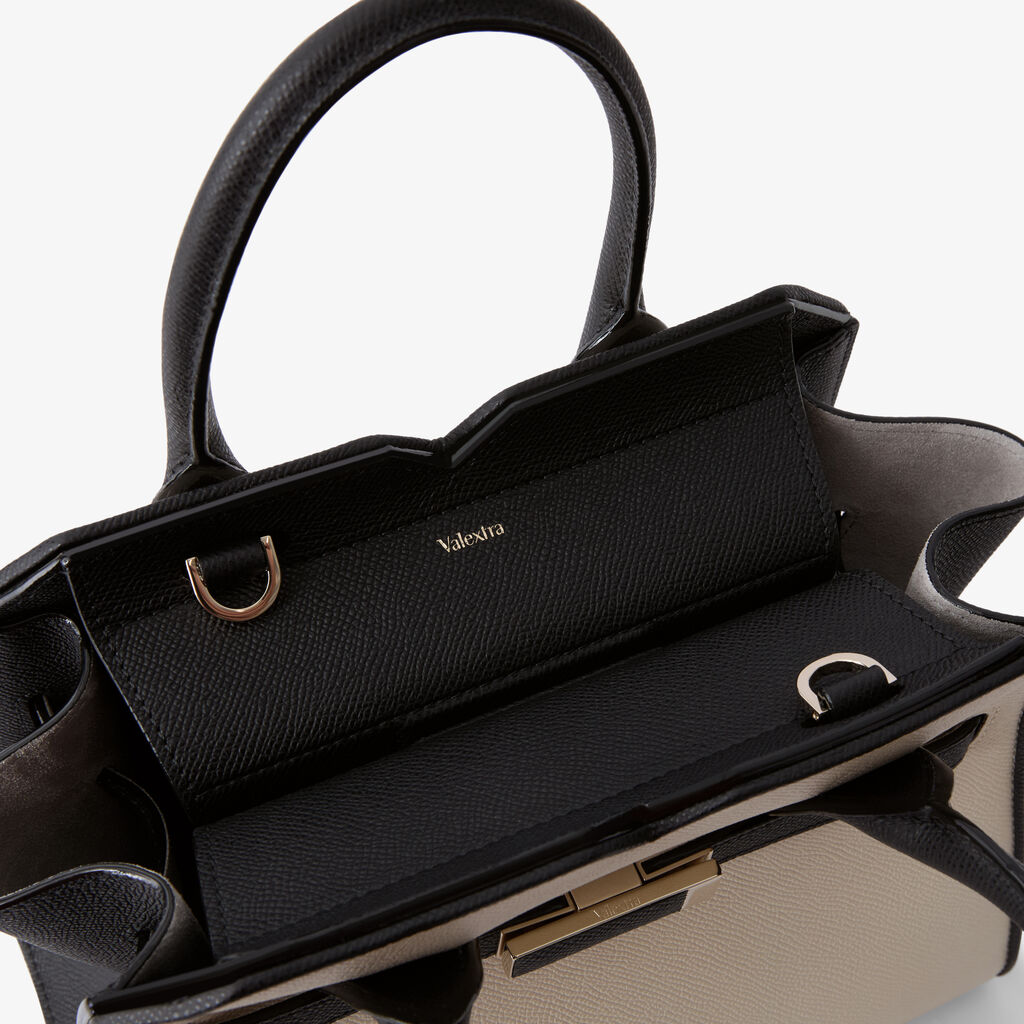 Milano Chiaroscuro Two Handles Mini Bag - Pergamena White/Black - Vitello Millepunte Soft - Valextra - 3