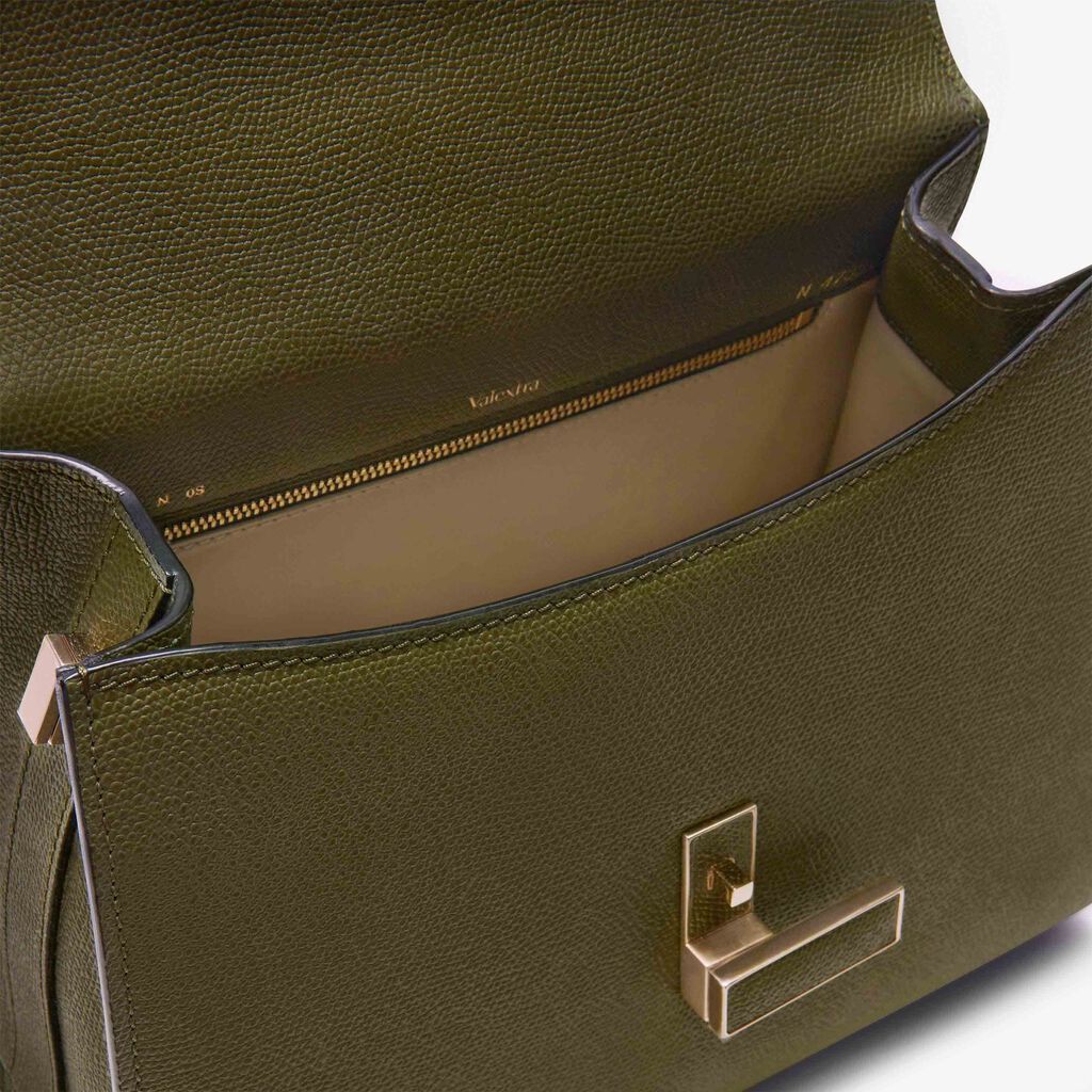 Borsa a Mano Iside Media - Verde Militare - Vitello VS - Valextra - 3