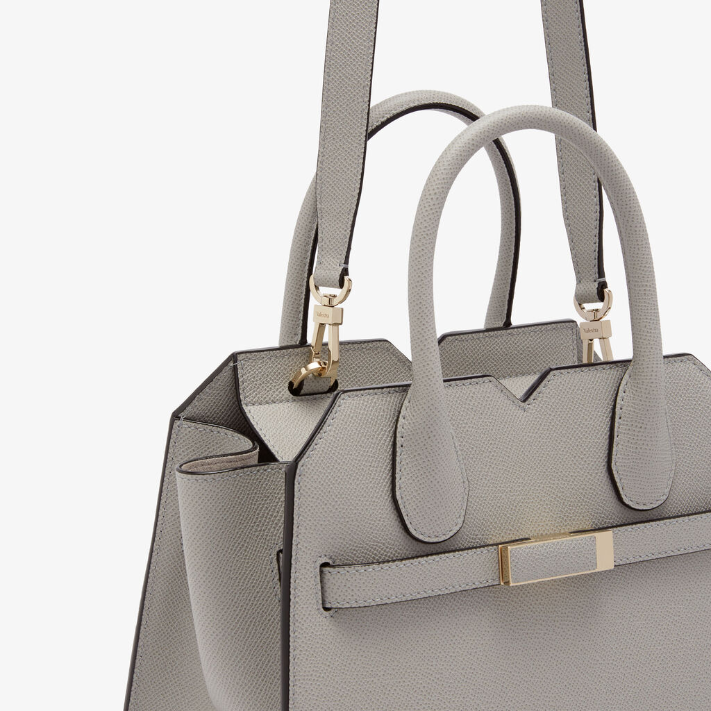 Milano Two Handles Mini Bag - Ash Grey - Vitello Millepunte Soft - Valextra - 4