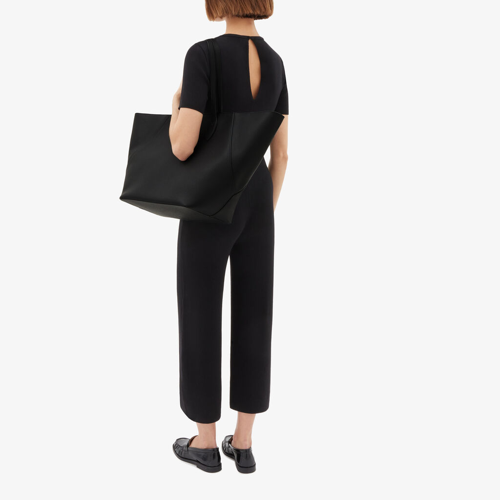 Vivi Shopping Large Bag - Black - Vitello Millepunte Soft - Valextra - 2