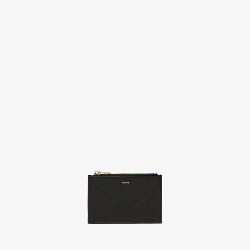 Card Holder 3CC with Zip - Black - Millepunte calf leather - Valextra - 4