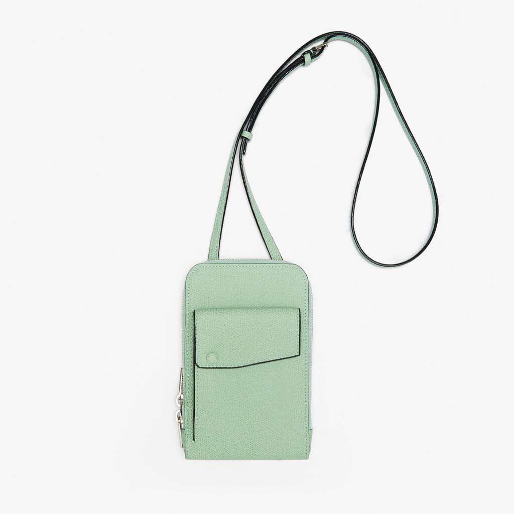 Crossbody Phone case - Aqua Green - Vitello VS - Valextra - 1