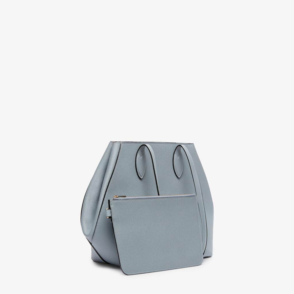 Vivi Shopping Medium Bag - Niagara Blue - Vitello Millepunte Soft - Valextra - 6