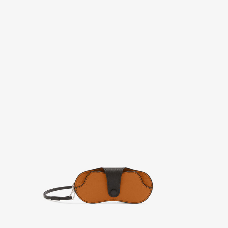 Glasses case with lanyard - Havana Brown/Black - Millepunte calf leather - Valextra - 1