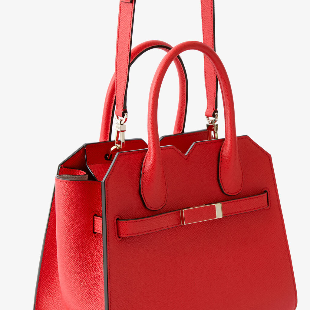Milano Two Handles Mini Bag - Crimson Red - Vitello Millepunte Soft - Valextra - 4