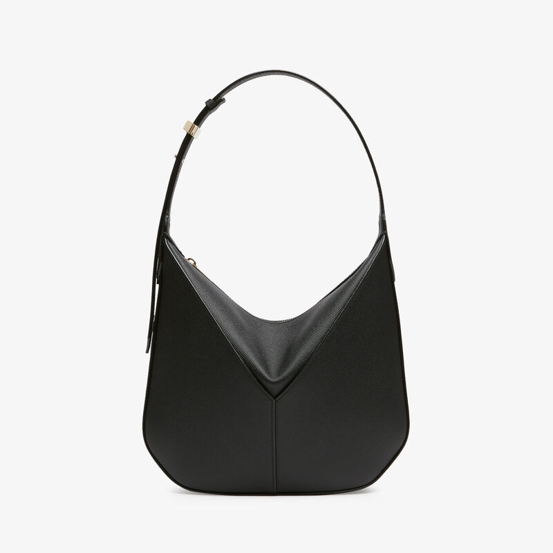 Vivi Hobo Mini Bag - Black - Millepunte Soft calf leather - Valextra - 1