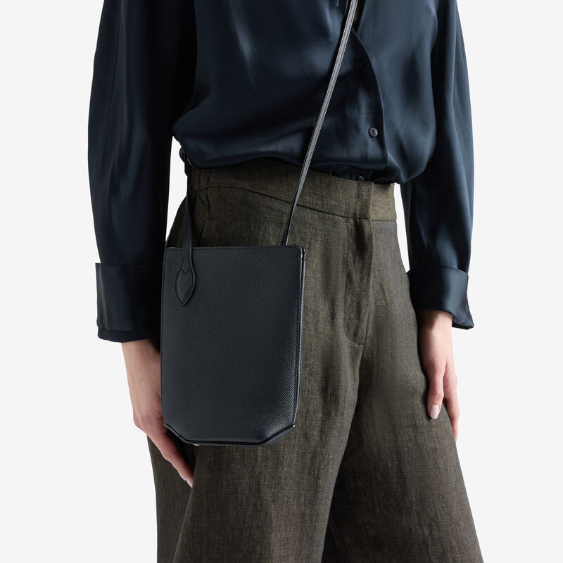 Vivi Crossbody Phone Bag - Night Blue - Millepunte Soft calf leather - Valextra - 2