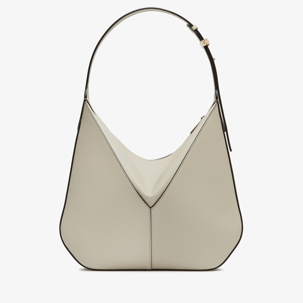 Vivi Hobo Medium Bag - Linen Grey - Vitello Millepunte Soft - Valextra - 6