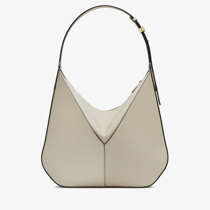 Vivi Hobo Medium Bag - Linen Grey - Millepunte Soft calf leather - Valextra - 6