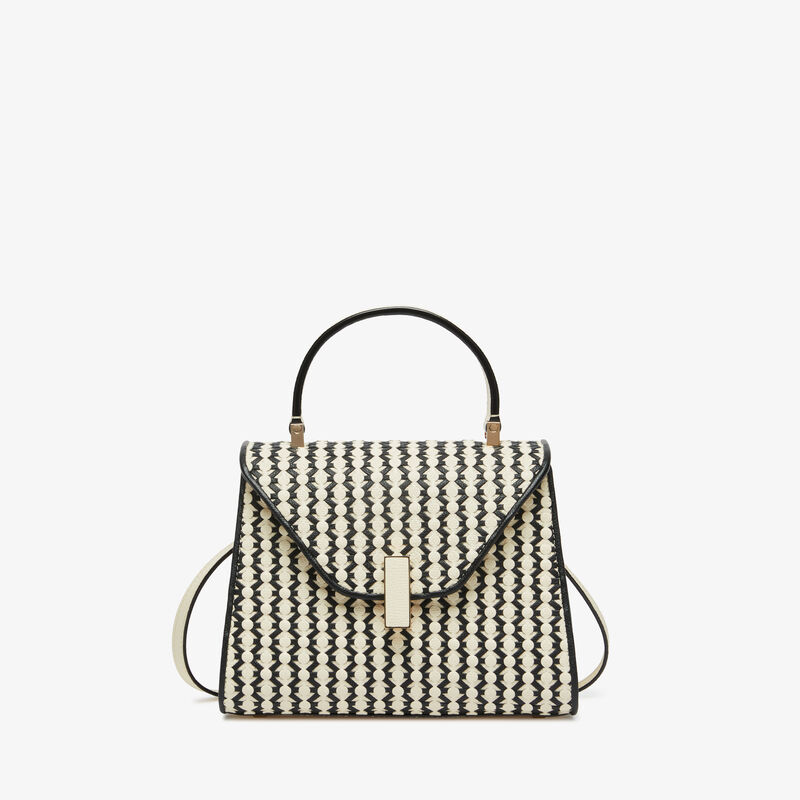 Iside Lace Top Handle Mini Bag - Pergamena White/Black - Millepunte calf leather - Valextra - 1